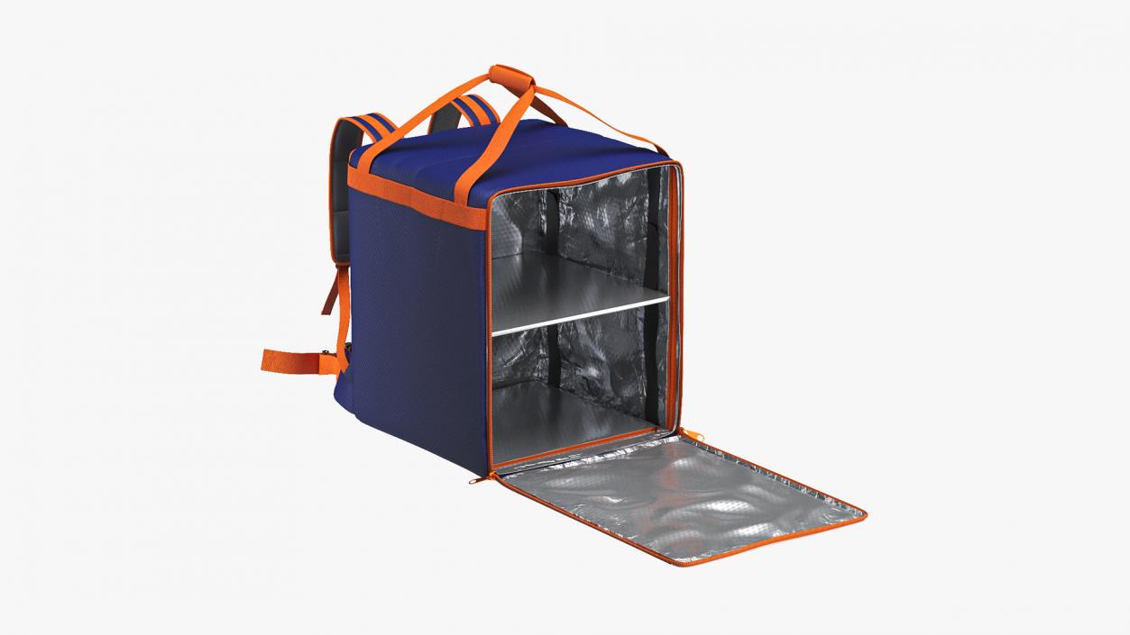 Food Delivery Bag Open Orange Blue 3D model