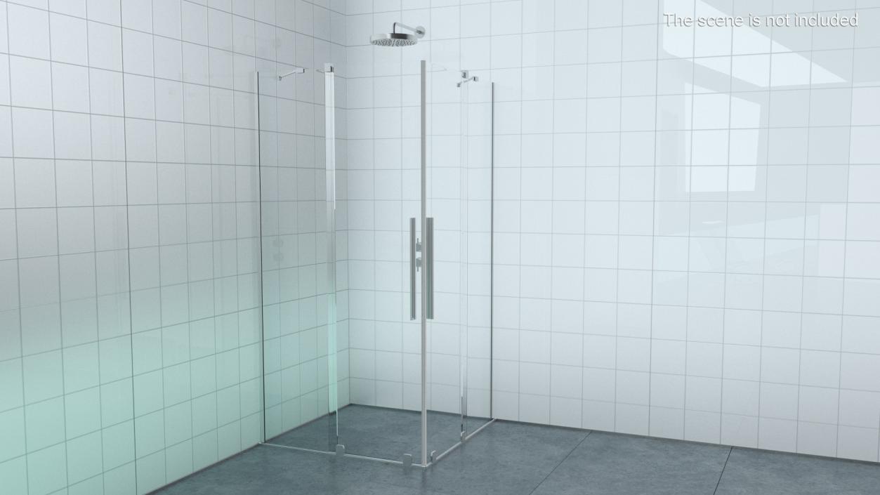 3D Glass Shower Enclosure Sliding Doors Silver model