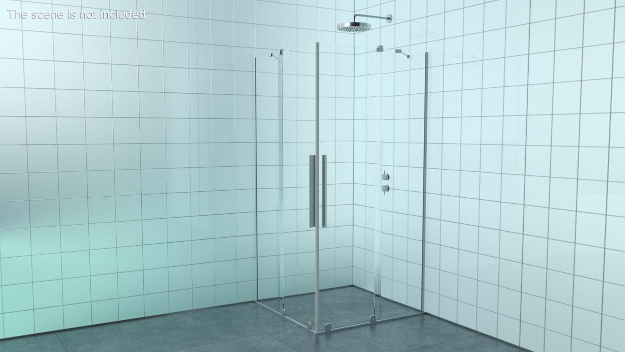 3D Glass Shower Enclosure Sliding Doors Silver model