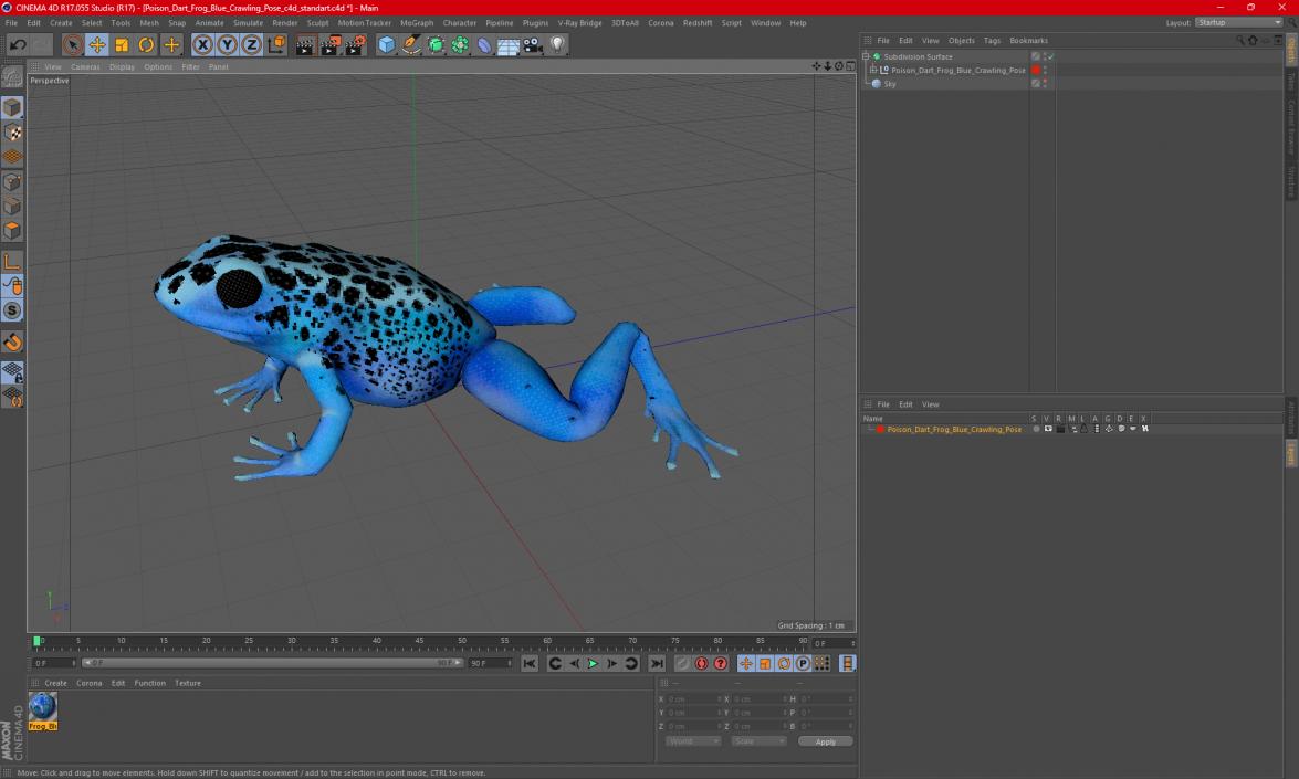 3D model Poison Dart Frog Blue Crawling Pose