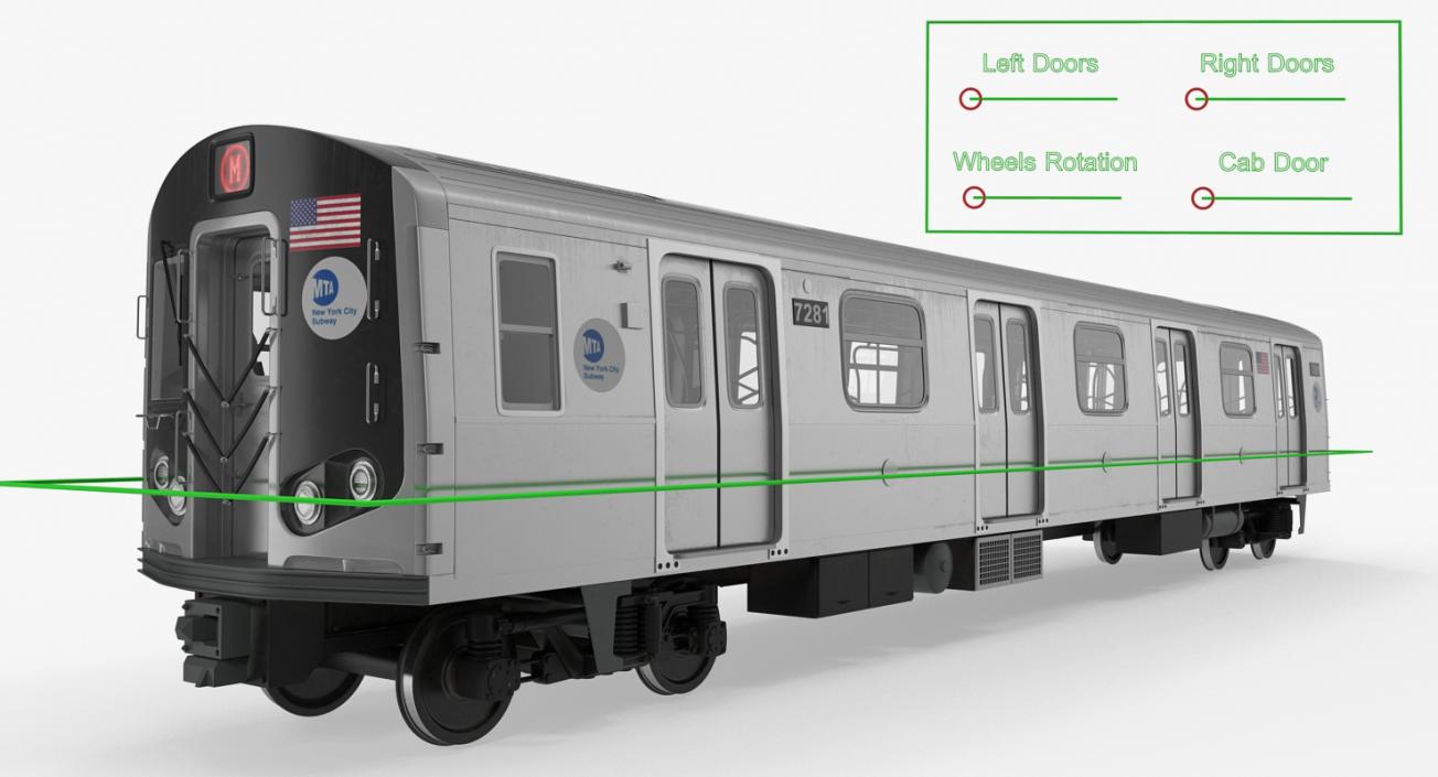 3D R160 New York City Subway Car Rigged