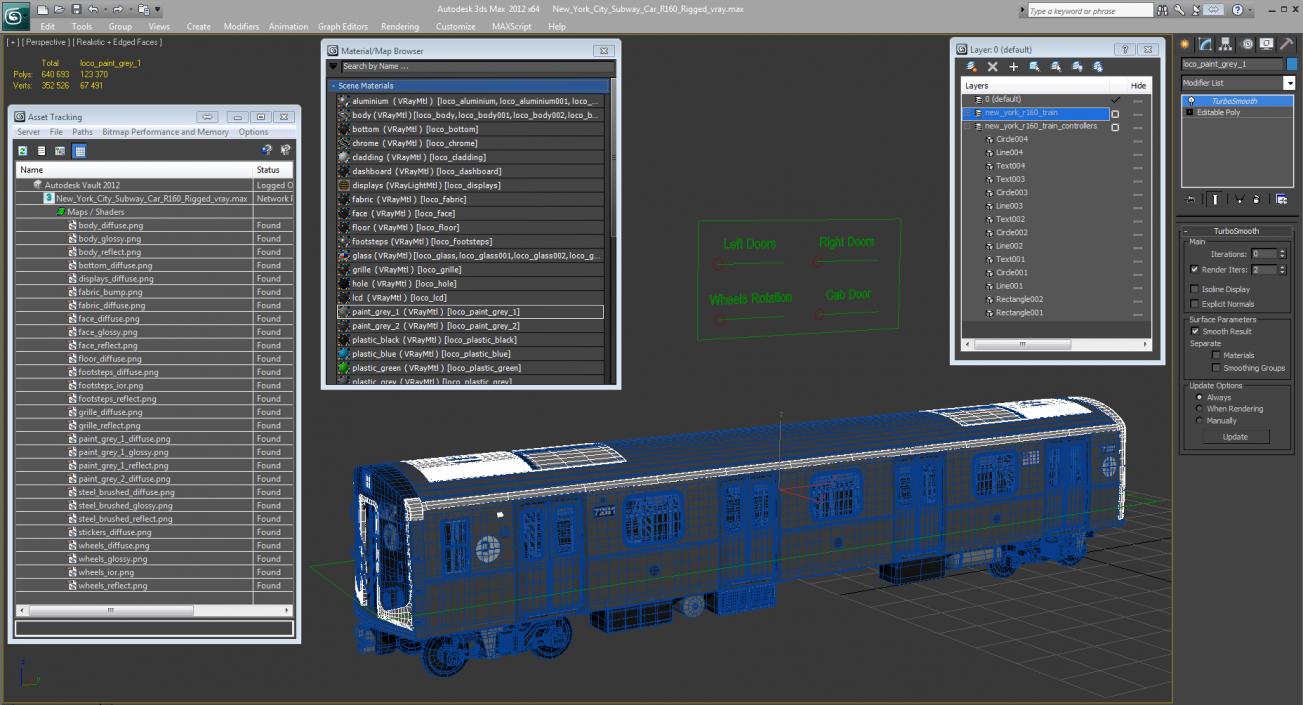 3D R160 New York City Subway Car Rigged