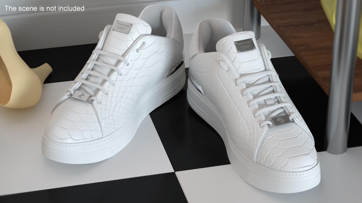 Python Lo-Top Sneakers Philipp Plein White 3D