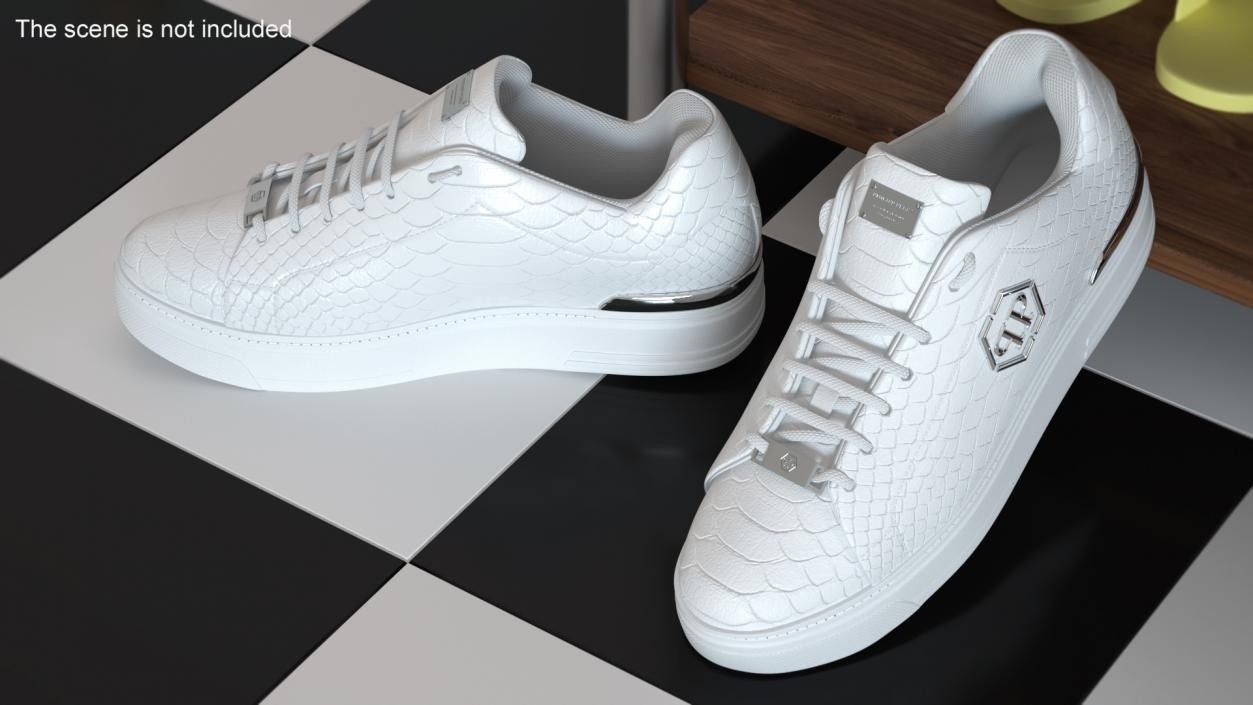 Python Lo-Top Sneakers Philipp Plein White 3D