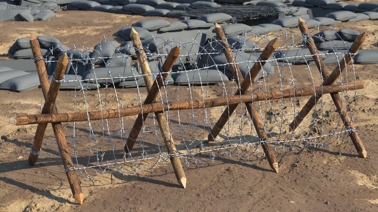 3D Cheval de Frise Barbed Wire Fence model