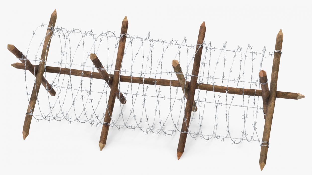 3D Cheval de Frise Barbed Wire Fence model