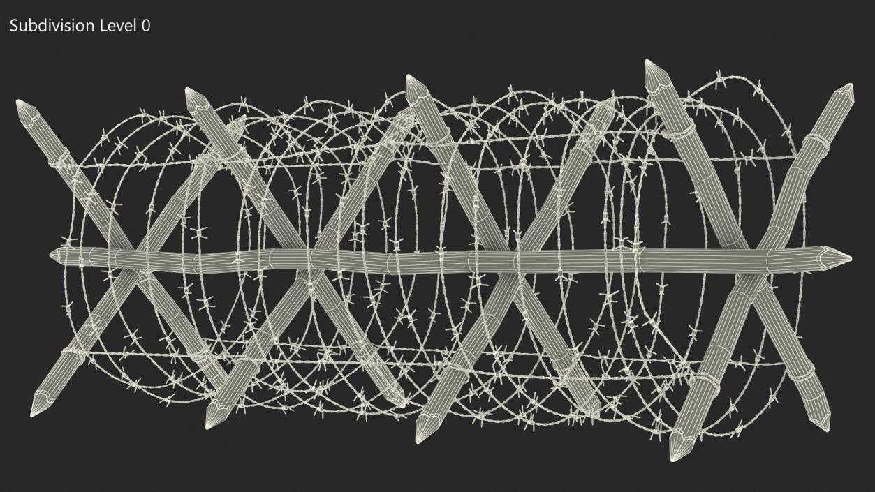 3D Cheval de Frise Barbed Wire Fence model