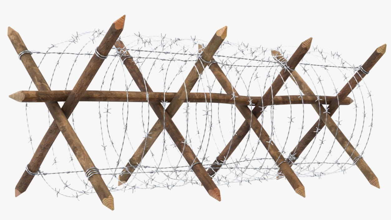 3D Cheval de Frise Barbed Wire Fence model