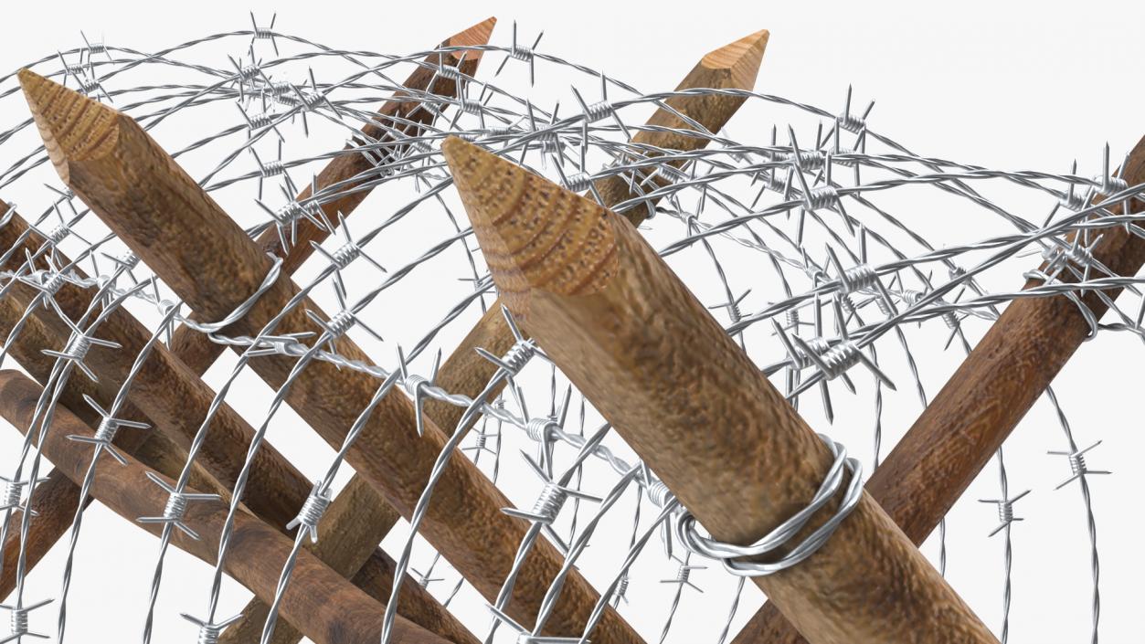 3D Cheval de Frise Barbed Wire Fence model