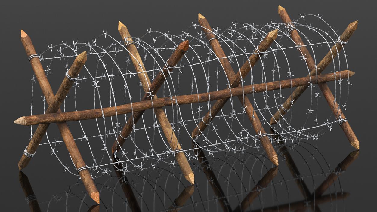 3D Cheval de Frise Barbed Wire Fence model