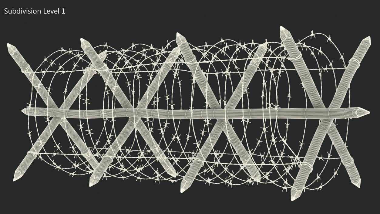 3D Cheval de Frise Barbed Wire Fence model