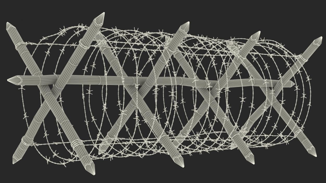 3D Cheval de Frise Barbed Wire Fence model