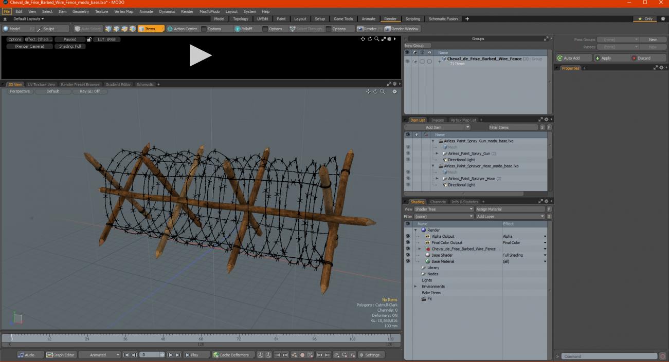 3D Cheval de Frise Barbed Wire Fence model