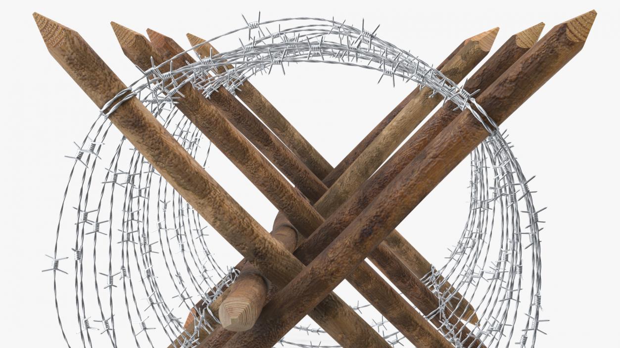 3D Cheval de Frise Barbed Wire Fence model