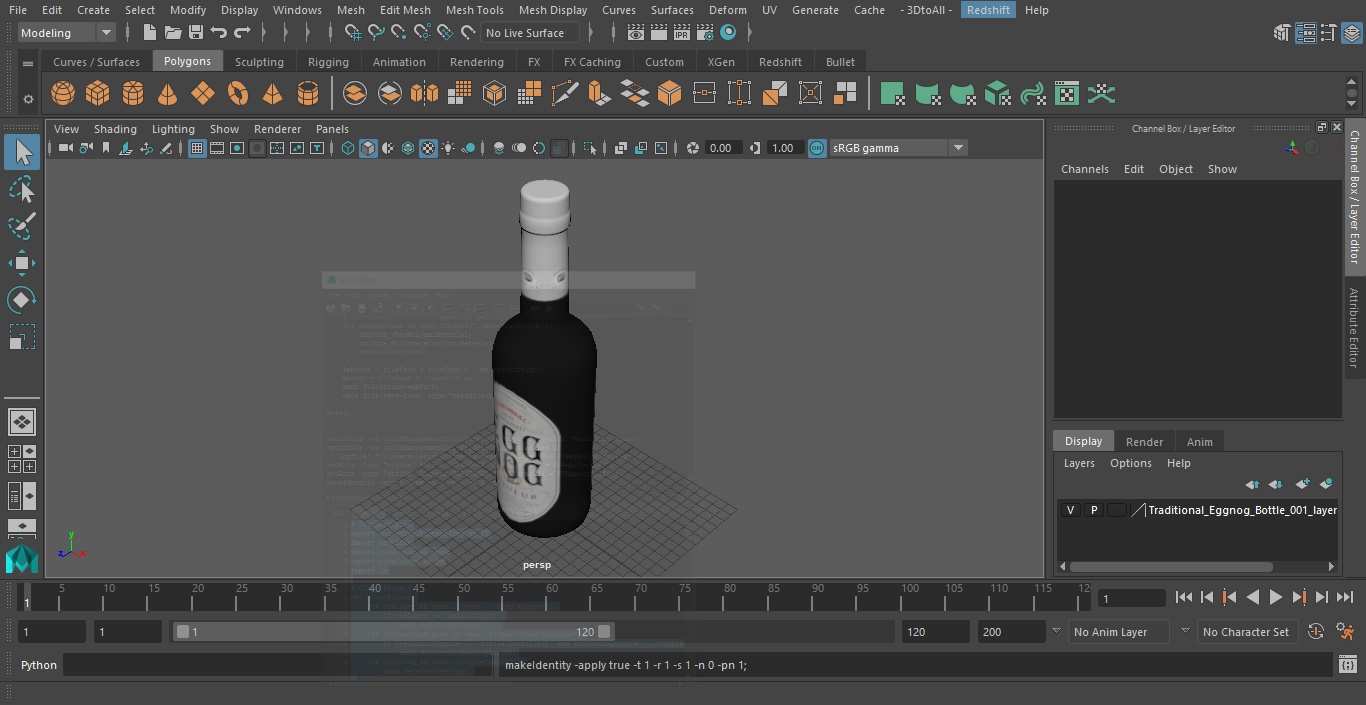 3D model Traditional Eggnog Bottle