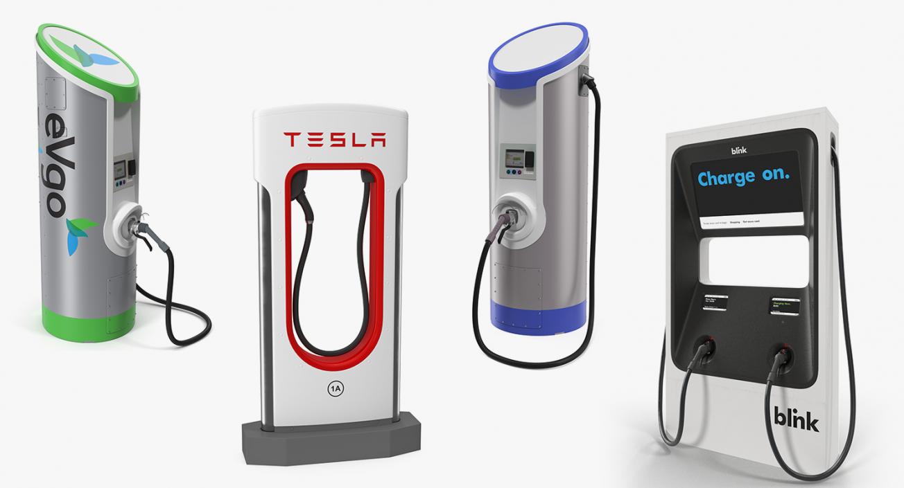 3D Electric Vehicle Chargers Collection