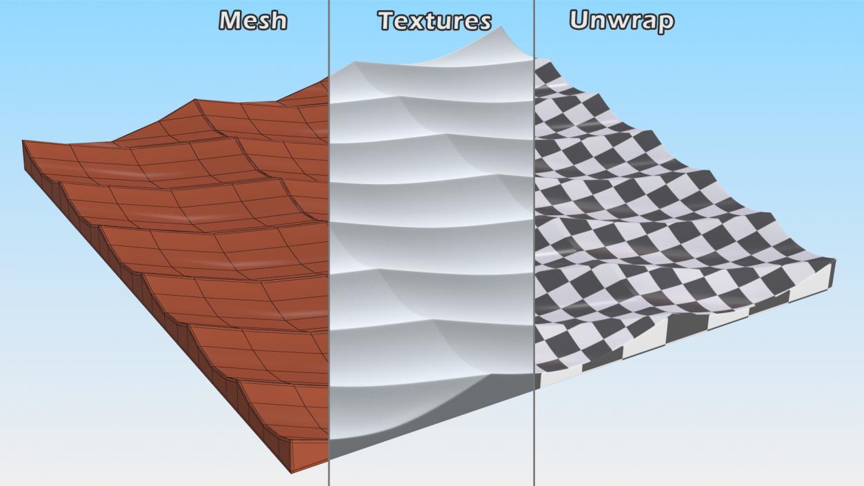 3D Wall Panel Half Pipe Ceramic model