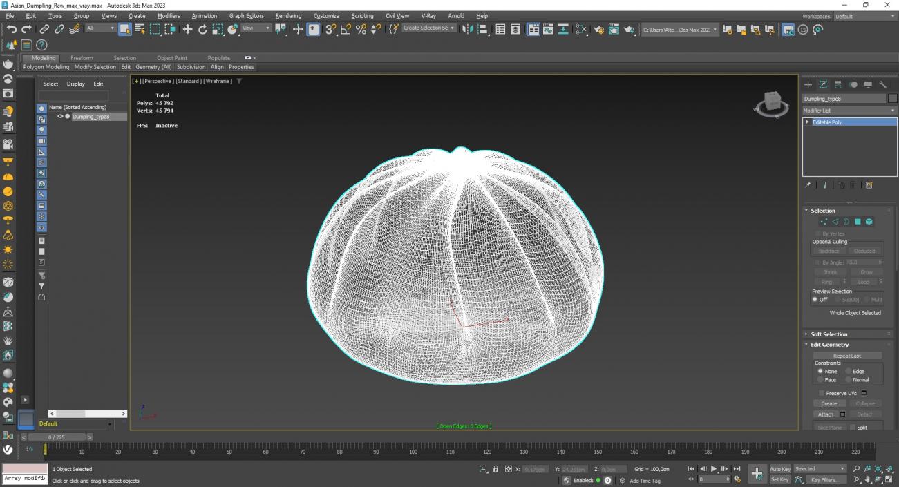 3D Asian Dumpling Raw for 3D Print 2 model