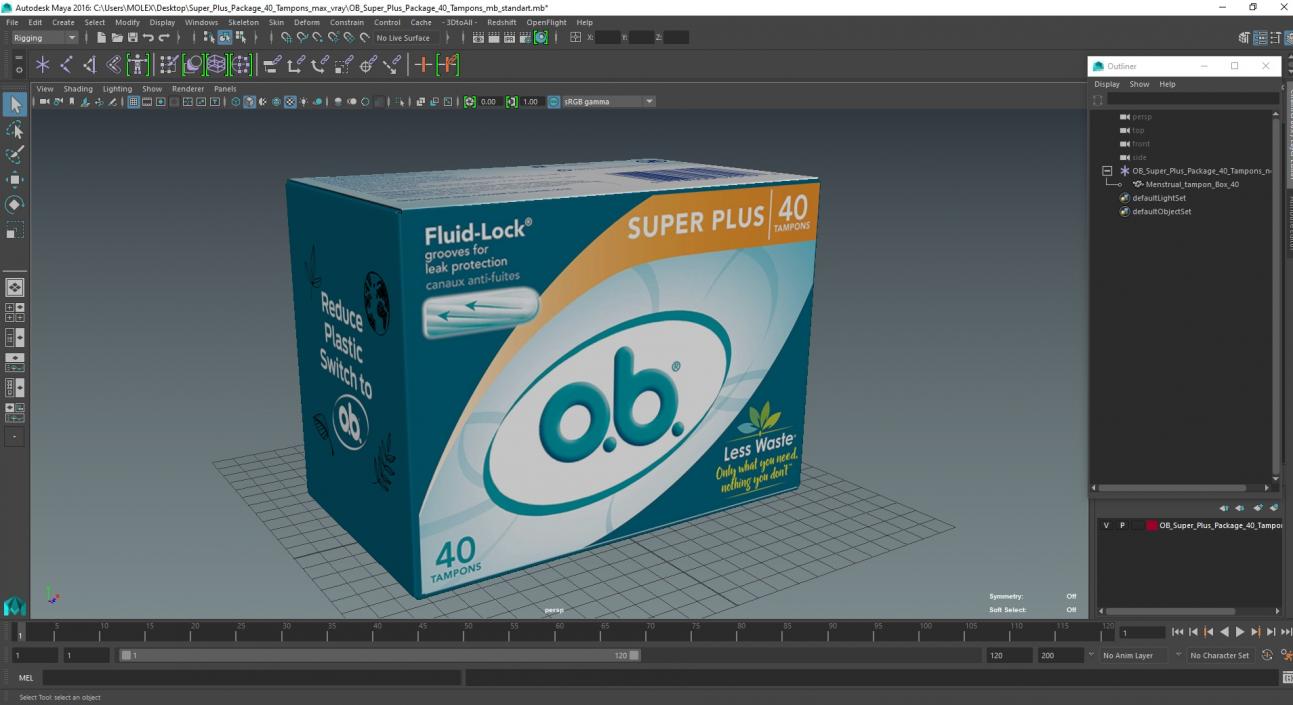 OB Super Plus Package 40 Tampons 3D