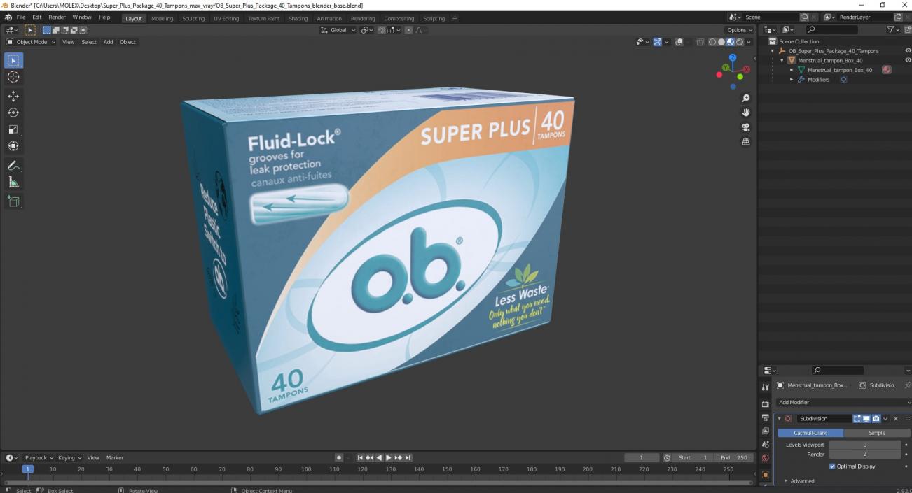 OB Super Plus Package 40 Tampons 3D