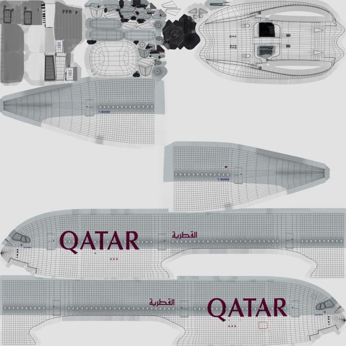 Airbus A350-1000 Qatar Rigged 3D model