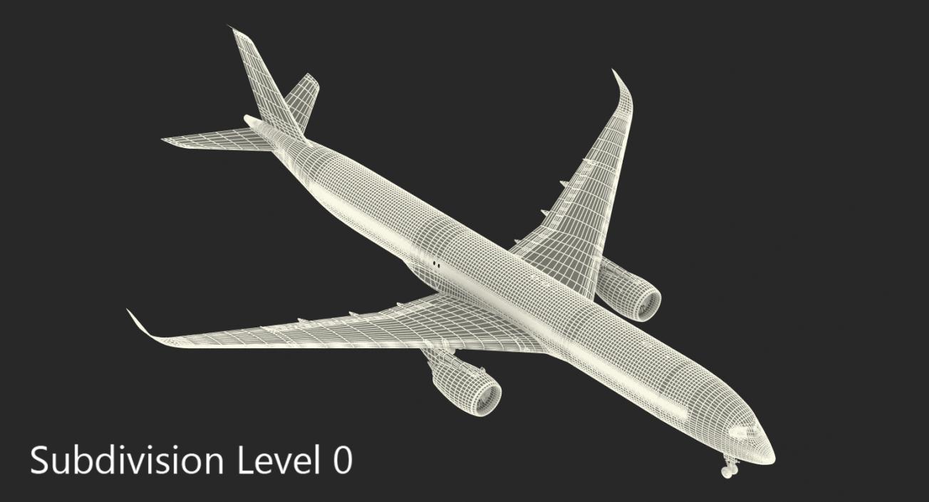 Airbus A350-1000 Qatar Rigged 3D model