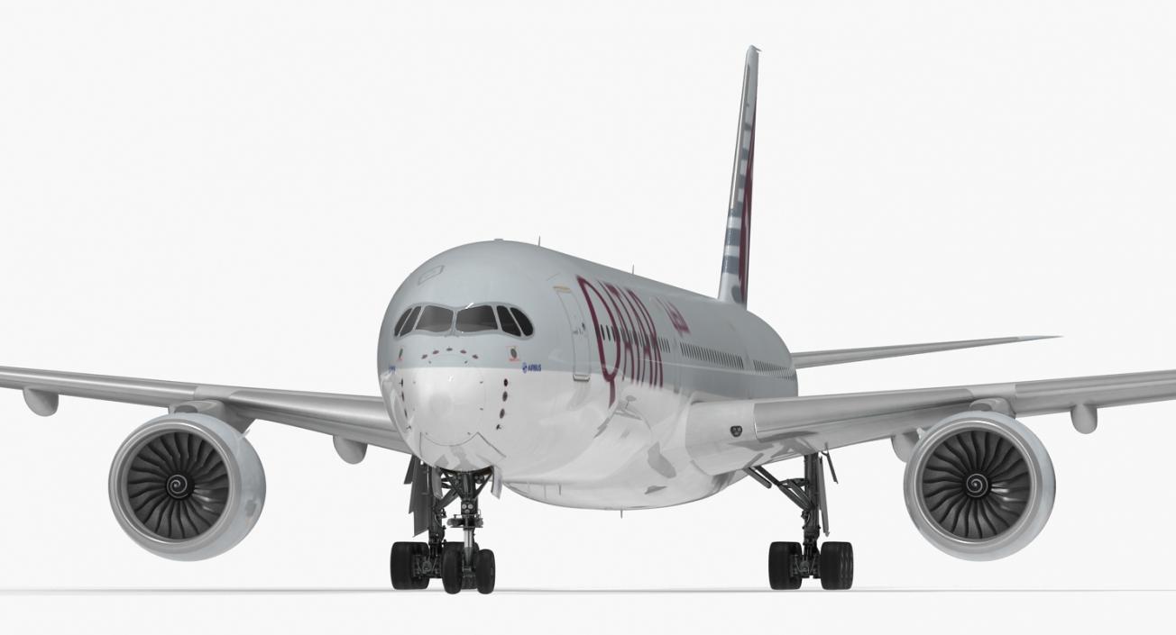 Airbus A350-1000 Qatar Rigged 3D model