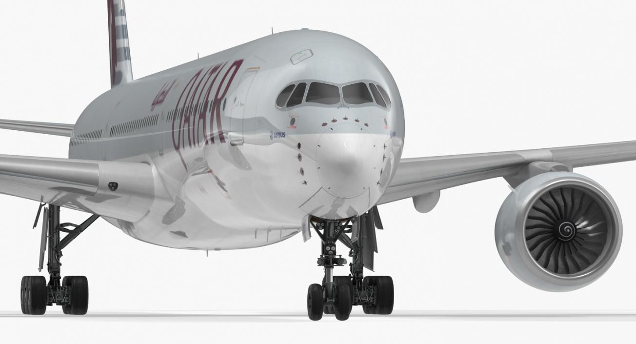 Airbus A350-1000 Qatar Rigged 3D model