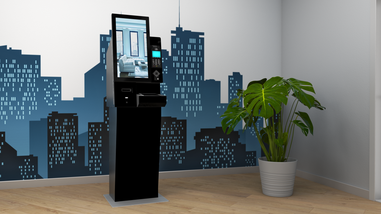 Self Service Hotel Kiosk Black 2 3D