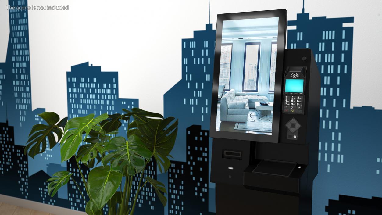 Self Service Hotel Kiosk Black 2 3D