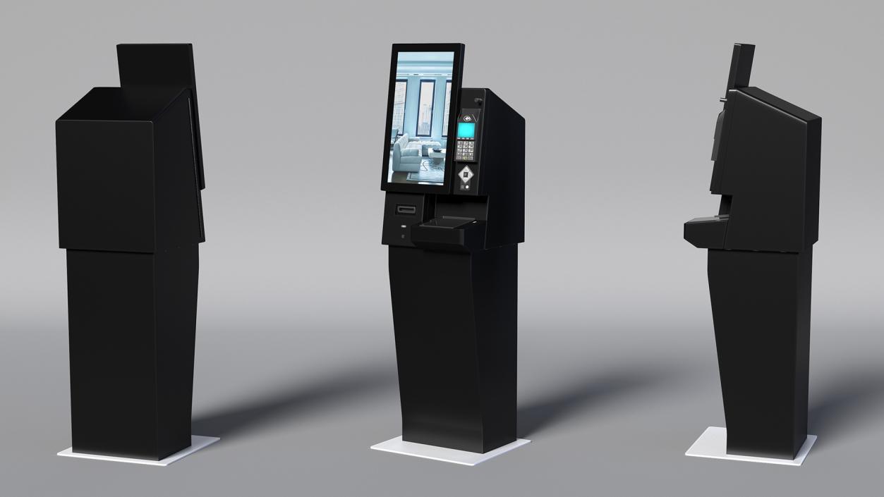 Self Service Hotel Kiosk Black 2 3D