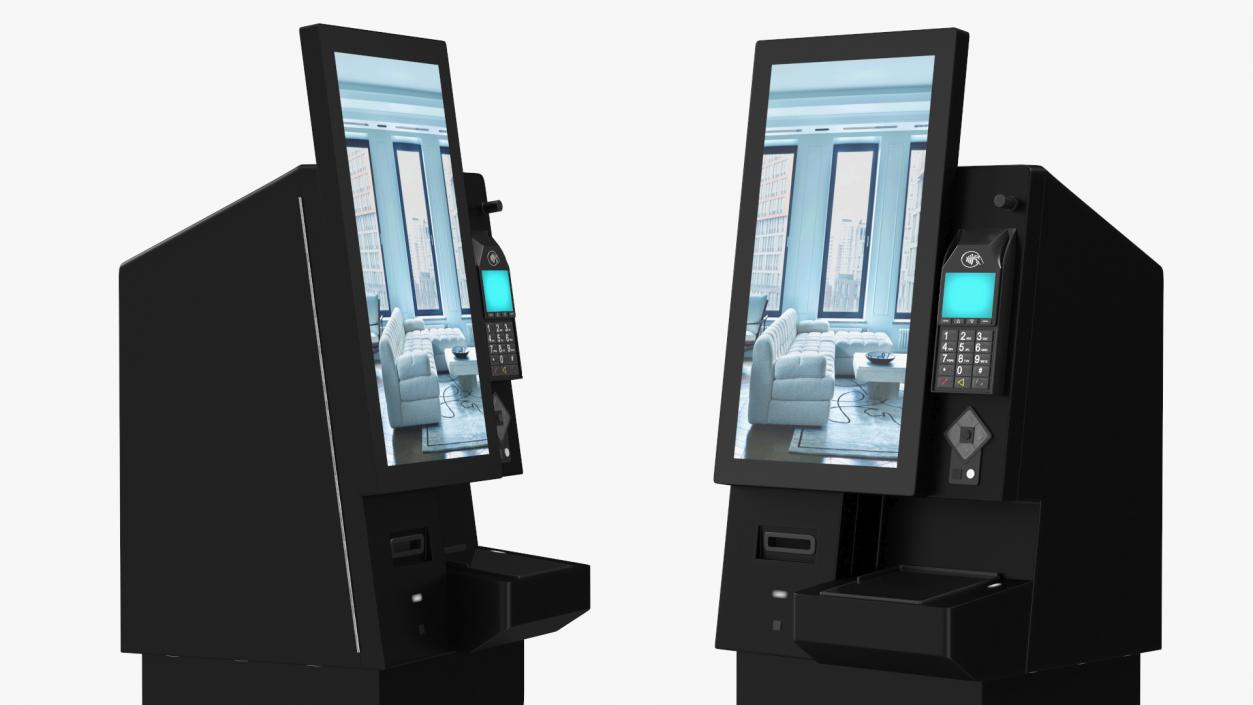 Self Service Hotel Kiosk Black 2 3D