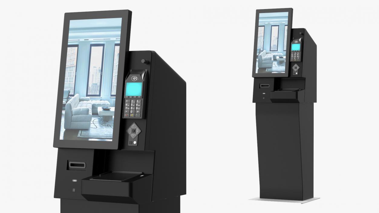 Self Service Hotel Kiosk Black 2 3D