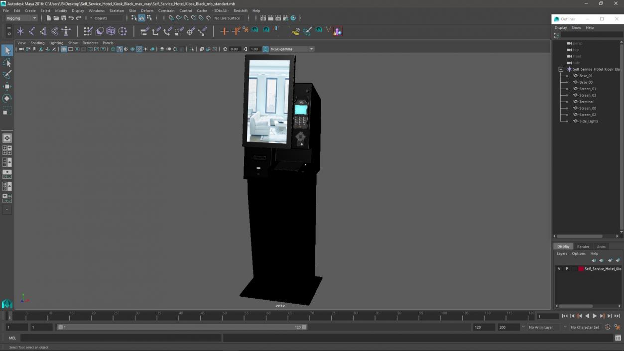 Self Service Hotel Kiosk Black 2 3D