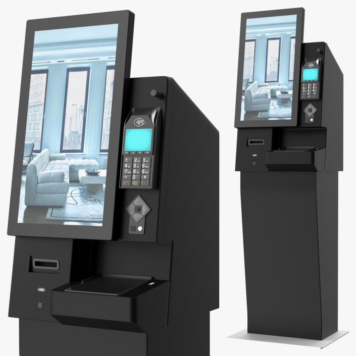 Self Service Hotel Kiosk Black 2 3D