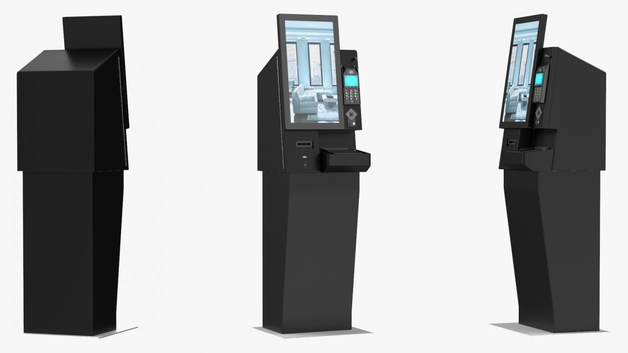 Self Service Hotel Kiosk Black 2 3D