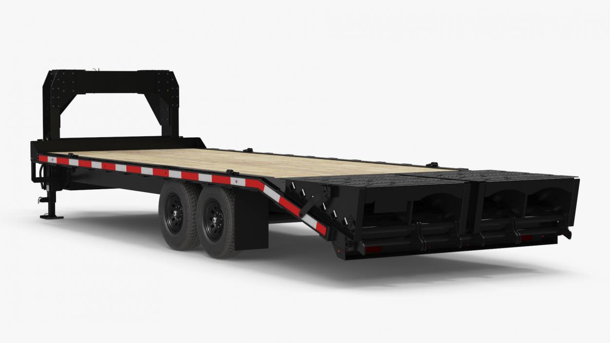 3D Flat Bed Gooseneck Pickup Trailer model