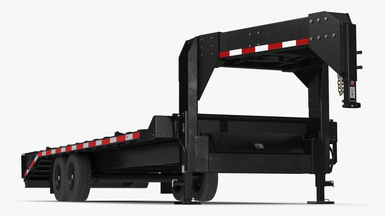 3D Flat Bed Gooseneck Pickup Trailer model