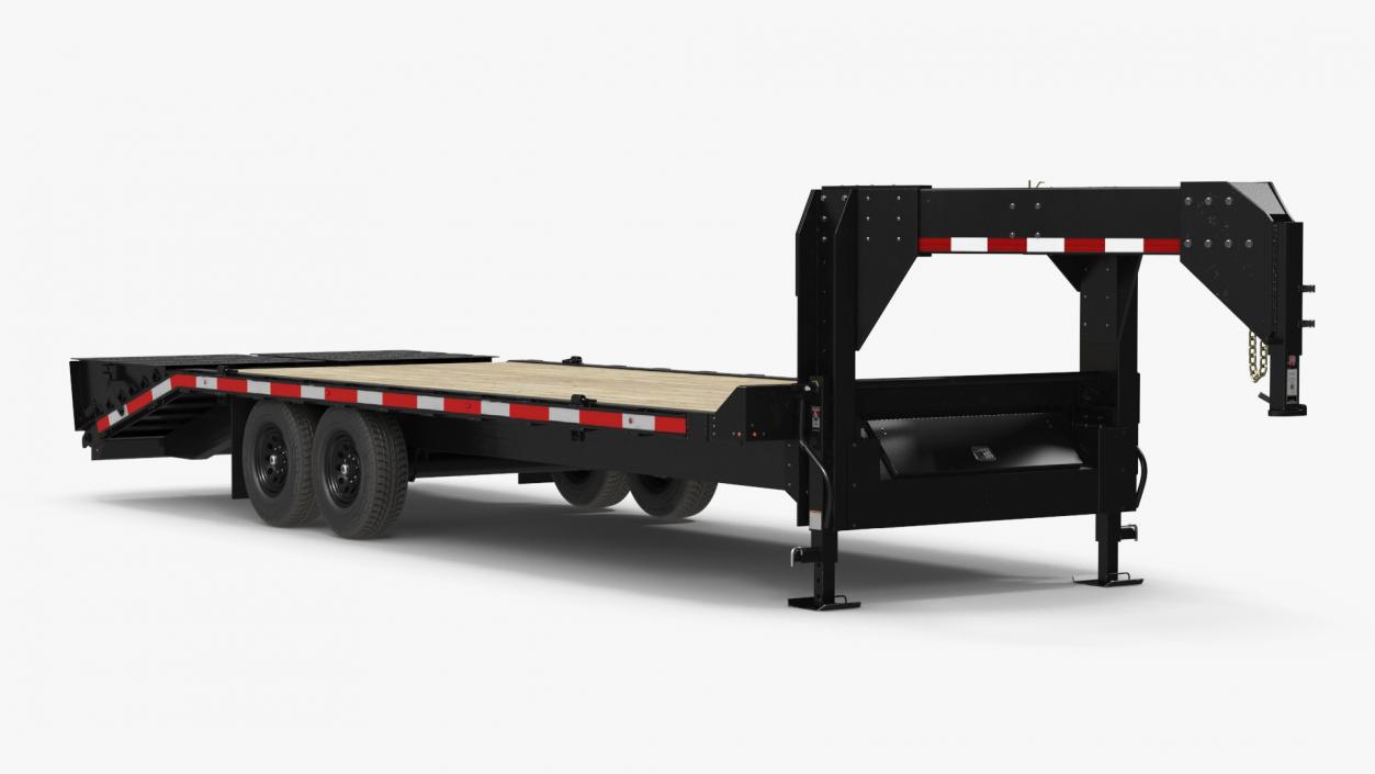 3D Flat Bed Gooseneck Pickup Trailer model