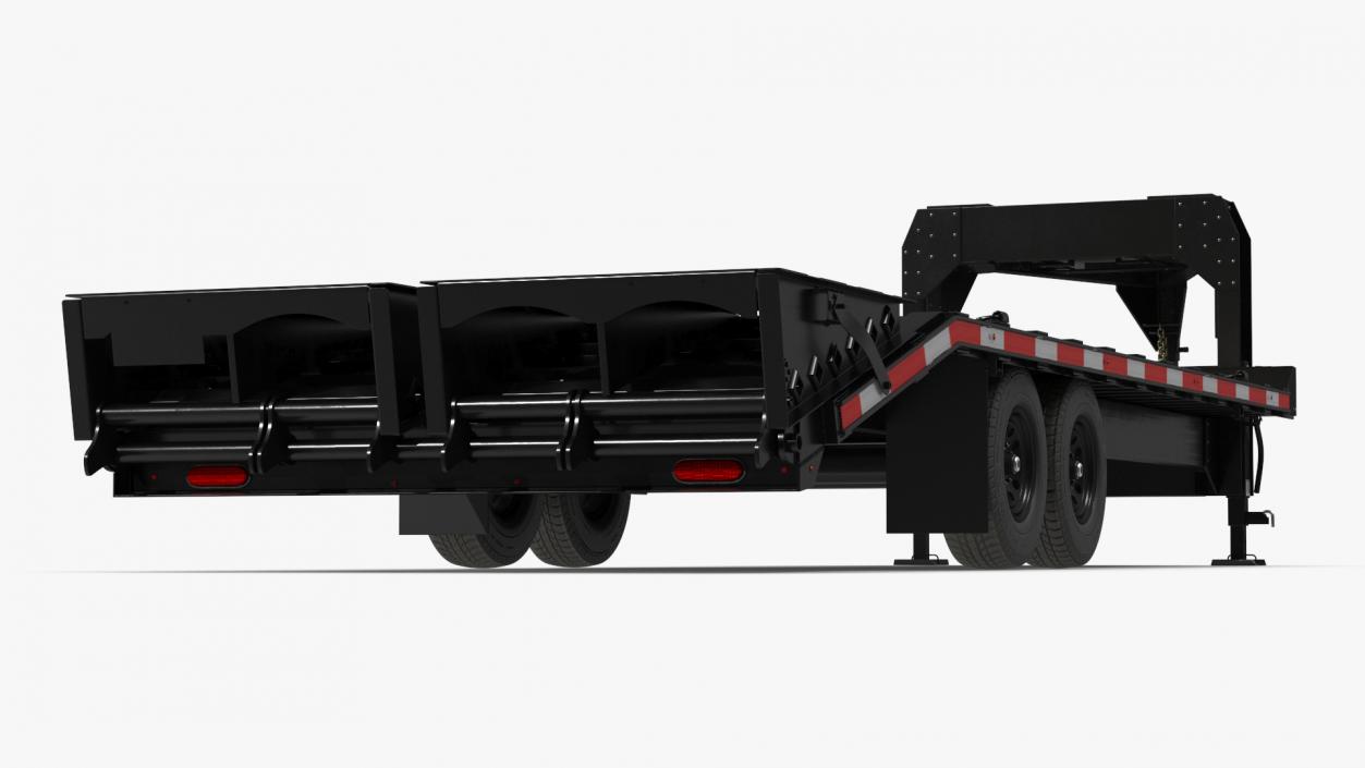 3D Flat Bed Gooseneck Pickup Trailer model