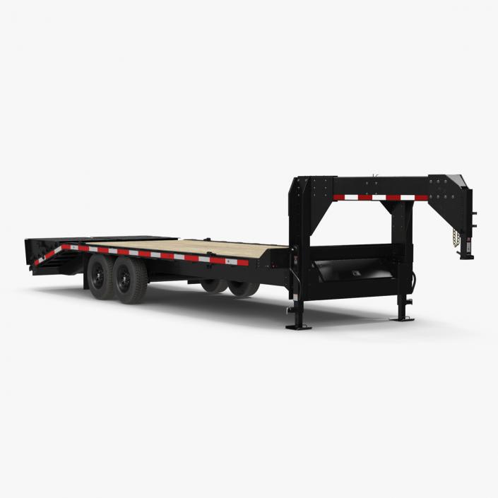 3D Flat Bed Gooseneck Pickup Trailer model