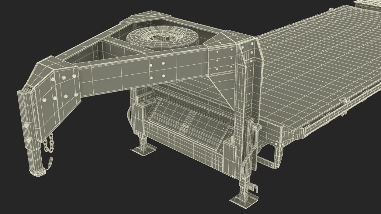 3D Flat Bed Gooseneck Pickup Trailer model