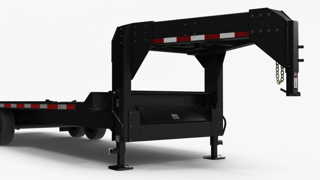 3D Flat Bed Gooseneck Pickup Trailer model