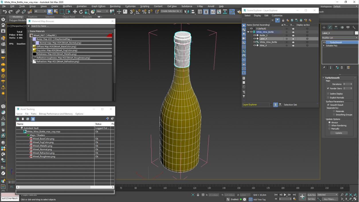 White Wine Bottle 2 3D model