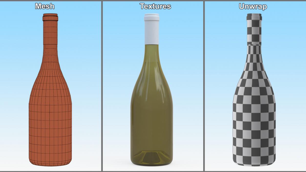 White Wine Bottle 2 3D model