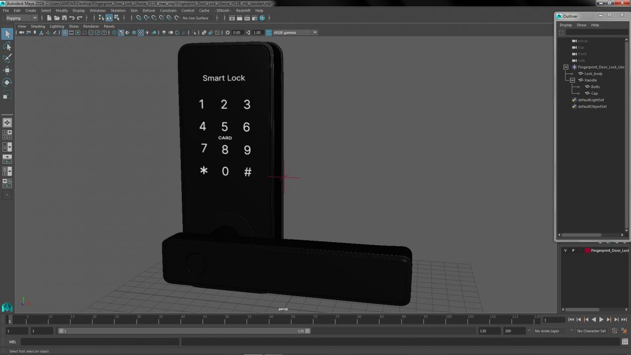 3D model Fingerprint Door Lock Liliwise H11B