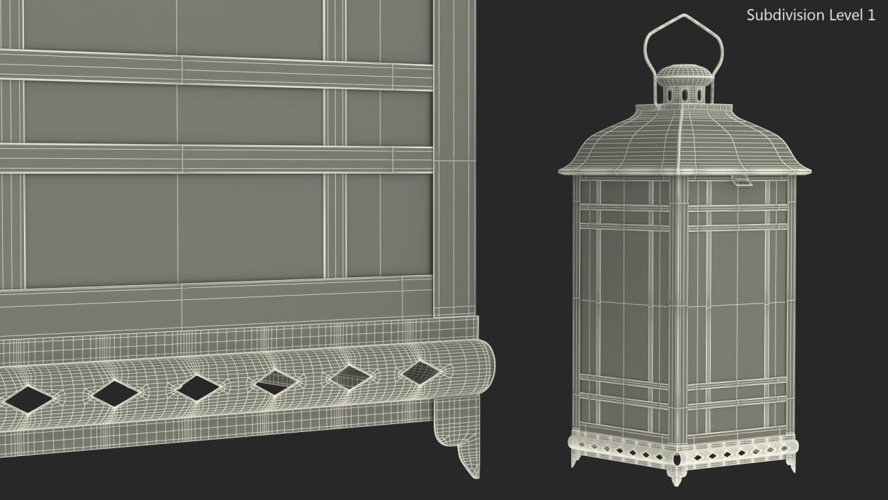 Candle Lantern Medium Cream 3D