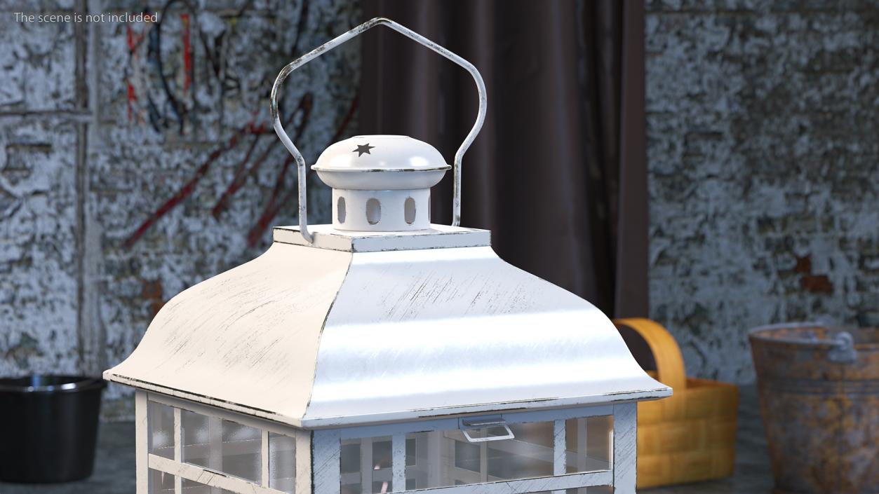 Candle Lantern Medium Cream 3D