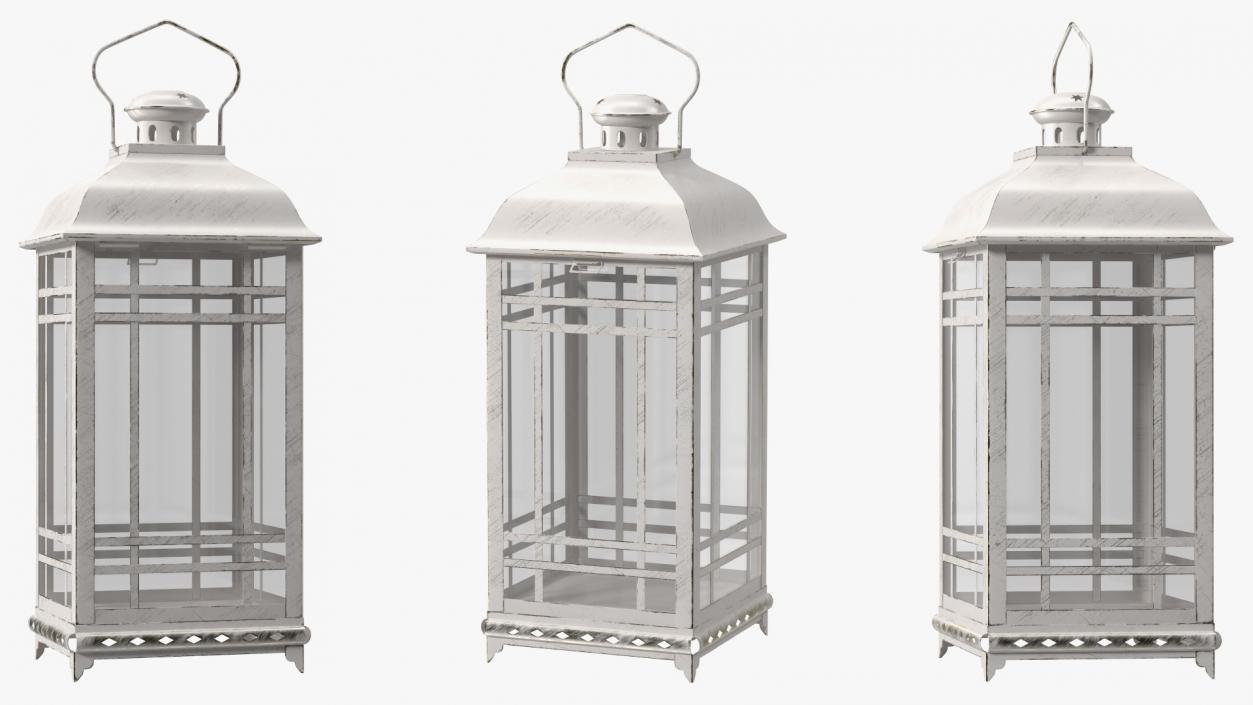 Candle Lantern Medium Cream 3D