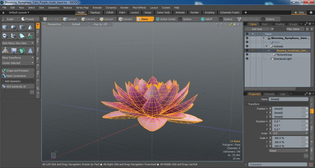 Blooming Nymphaea Siam Purple 3D model